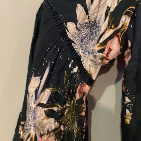 Jaase Floral Bell Sleeve Boho Hi-Lo Top Large - Picture 2 of 11